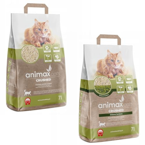 Animax Litière pour chat de qualité supérieure en fibres de bois | Non poussiéreuse et biodégradable | Haute puissance d'absorption douce pour les pattes | Respectueux de l'environnement et hygiénique