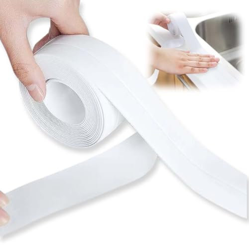 WUSJCOF 1 rotolo Battiscopa Morbido PVC Autoadesivo, Flessibile, Antiolio e Antimuffa, Nastro Sigillante Impermeabile, Utilizzato per Piastrelle da Cucina/Bagno, Mobili, ecc (38mm, 3.2m) (Bianco)
