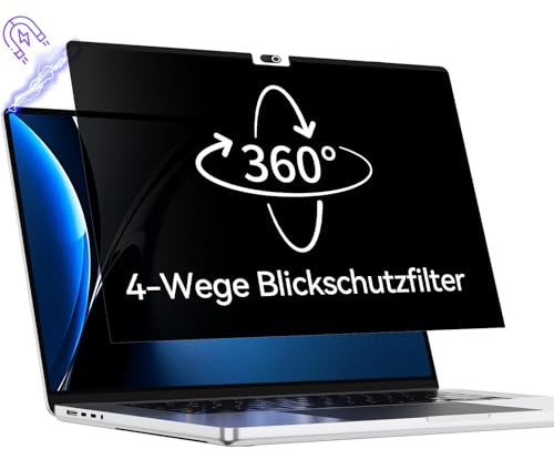 Protescreen 360° Magnetischer Sichtschutzfilter für MacBook Pro 14 Zoll 2025-2021 (M5/M4/M3/M2/M1), Anti Glare Blaulicht Mac Laptop Screen Protector Blickschutzfilter, Mac 4 Wege Sichtschutzfilter