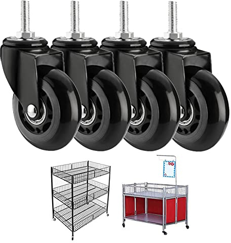 Dunxiles Lenkrollen mit Zapfen, M8 x 25 mm, M10 x 25 mm, Rollen für Möbel, Transporträder mit Bremse, Ersatzrollen für Möbel, Kinderbetten, Wagen, Werkbänke (Größe: M8 x