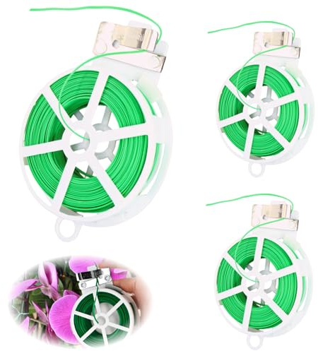 3 Rouleaux de Fil de Jardin avec Cutter, 150M de Fil de Plante, Fil de Fleur, Fil de Jardin enrobé, Fil de Fleur Vert pour Jardinage, Plantes grimpantes, arbustes, vignes et Fleurs