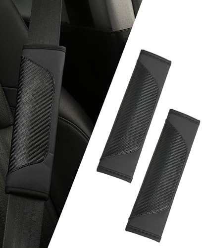Xibao Gurtpolster Auto,Gurtpolster Auto Erwachsene,Schulterpolster für Autosicherheitsgurte,Carbonfaser-Sicherheitsgurt Polster für Schulter Schutz,Geeignet für Autos,Lastwagen,SUVs (Schwarz)
