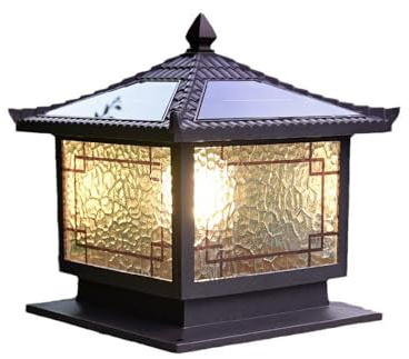 Lampada Solare a Colonna, lampade da Parete Cinesi per Esterni, apparecchi di Illuminazione Decorativa per Cortili di Ville, luci da palo su Entrambi i Lati del cancello, per Giardino, Recinzione