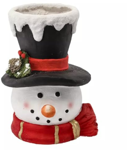 MIKONI Weihnachtsdeko Winterdeko Figur Schneemann Deko 40 cm Vase Blumentopf Weihnachtsdekoration Blumenvase