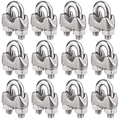 12 Pcs Wire Rope Clip M3 Cable Clamp 3mm - rope clamps - saddle wire rope fasteners - For Industry Household Transportation (Silver)