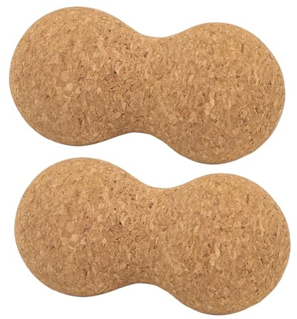 ibasenice 2 pezzi Palla Doppia in Sughero Roller Fascia Profonda per Rilassamento Collo Schiena Piedi Pallina Yoga Portatile per Recupero Muscolare