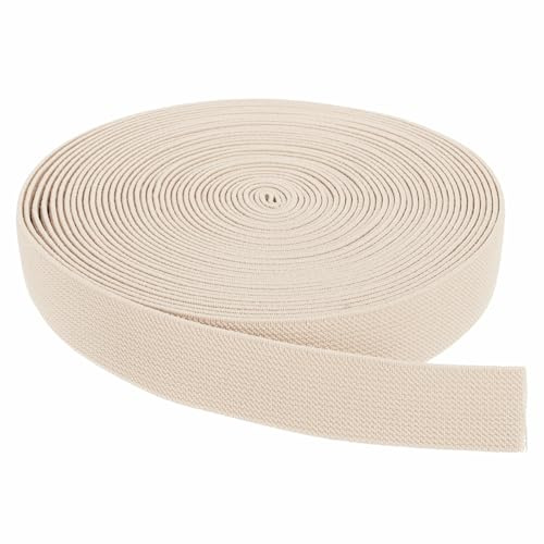 QUARKZMAN Bande Elastiche Per Cucitura 2.5cm x 9m Beige Spago Elasticizzato Ad Alta Elasticità Per Parrucche Cinture Pantaloni Progetti Fai Da Te