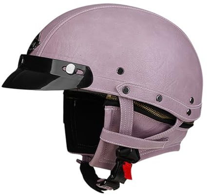 Demi-Jet Mezzo Casco Da Moto Per Uomini E Donne Stile Tedesco Retro Open Face Caschi Cromwell Ciclomotore Aperto Casco Scooter Per Adulti ECEDOT Approvato Caschi Scodella D,M:57-58CM