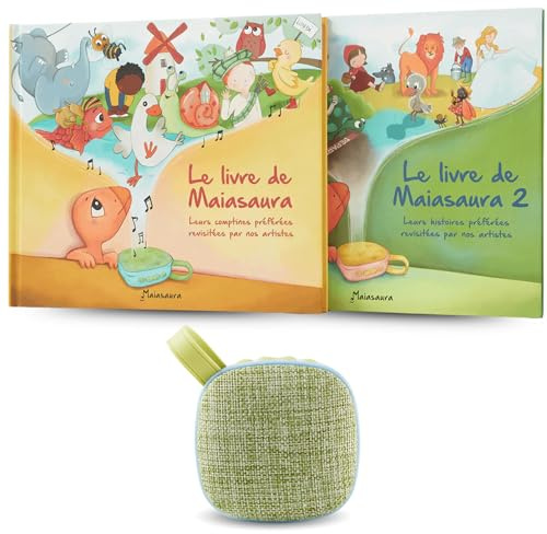 MAIASAURA - Boite à Histoires et Musique pour Enfants de 0 à 8 Ans avec 50 Titres Audio et 2 Livres Inclus - Compatible avec Vos Propres Contenus MP3 - Conteuse à Histoires, Berceuses et Comptines