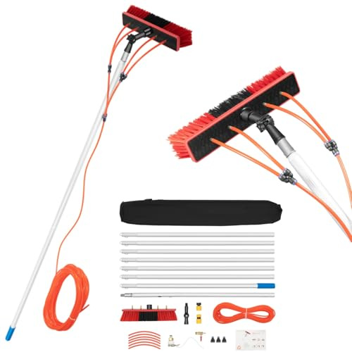 DAOHHFO 1-8 m Waschbürste mit Teleskopgriff, Fenster Reinigung Werkzeug, Ausziehbare Aluminium-Teleskopstange für Photovoltaik Sonnenkollektoren, Fenster, Solaranlagen, Autowaschbürste