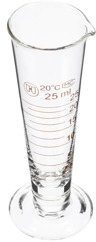 Lurrose Bicchiere Graduato in Vetro 25ml Resistente All'erosione e Alte Temperature, Design Conico per Cucina e Laboratorio, Strumento Preciso per Misurazioni Liquide