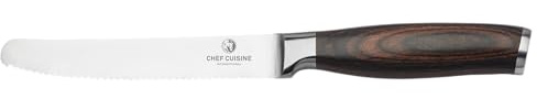 Chef Cuisine International Frühstücksmesser mit Pakkaholz Griff, 13 cm Klinge, Rostfreier Klingenstahl, Eisgehärtet, Handgeschliffen, 25 cm