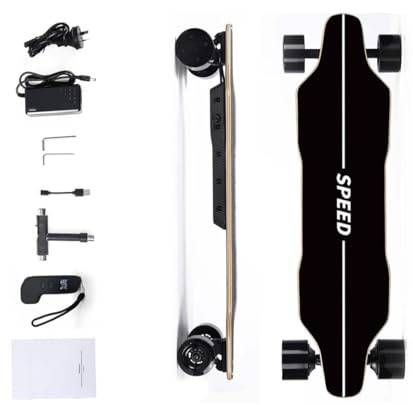 DL3 Elektro Skateboard mit PU-Rad Fernbedienung 450 Dual-Motor | Elektrisches Longboard Maximale Belastung 100KG, 15-20KM Reichweite, Stoßdämpfend Longboard für Kurze Stadtfahrten
