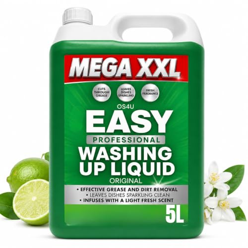 Washing Up Liquid 5 Litres, Concentrated Lemon Dish Soap, Bulk Catering & Commercial Dishwashing, Powerful Grease Remover, Gentle on Hands, Bulk Large Economy Refill for Home & Restaurant