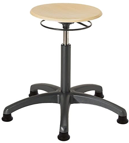Sport-Tec Sattelhocker Standard mit Holzsitzfläche und Gleitern, Rollhocker, Arbeitshocker