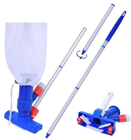 PoolSupplyTown - Aspiradora para piscina y spa con cepillo y postes de 48 pulgadas, ideal para marco sobre el suelo/piscina inflable, spa, bañera de hidromasaje, estanque, aspiradora de fuente, no necesita energía eléctrica, utiliza presión de agua desde la manguera de jardín hasta la aspiradora (opcional, un poste telescópico de piscina se puede utilizar con esta aspiradora)