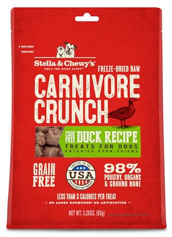 Stella & Chewy's Freeze-Dried Raw Carnivore Crunch Cage-Free Duck Recipe Dog Treats – 3.25 oz. Bag