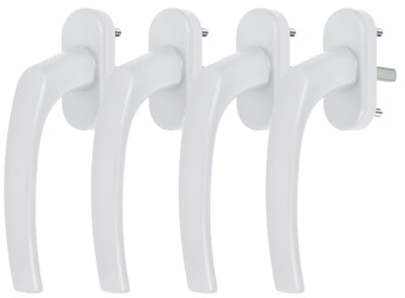 4 x Alu Fenstergriff in Weiß RAL 9016 - Stiftlänge 40mm