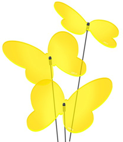SUNPLAY Sonnenfänger Schmetterlinge Marie in GELB, 3 Stück zu je 10 cm Durchmesser im Set + 35 cm Schwingstäbe
