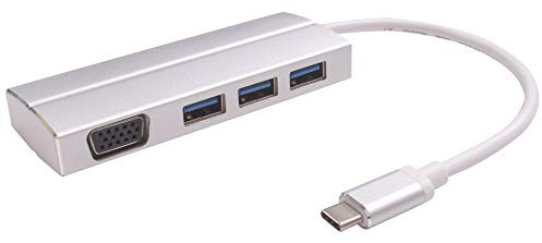 PremiumCord Adaptador de USB 3.1 Tipo C a VGA Hembra + 3 Puertos USB 3.0, Aluminio