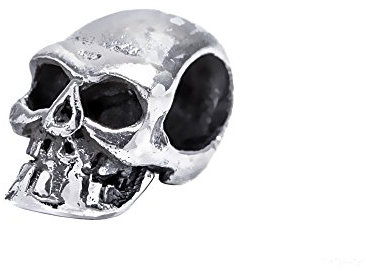 NKlaus SET 2x Totenkopf Haar Bartperle SKAL Schmuck 925er Sterlingsilber Silber 40591