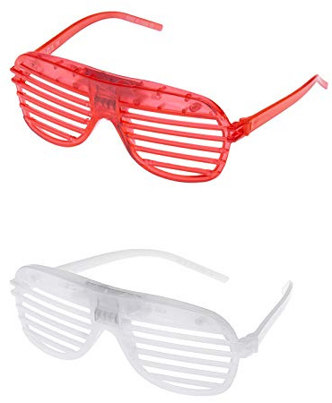 Ultra Mixed Pack of 2 LED Shutter Glasses - Party Flashing Glasses with Lights - Neon Glasses Rave Accessories - Futuristic LED Glasses 6 Colour Rave Glasses - Light Up Glasses - Glow LED Sunglasses