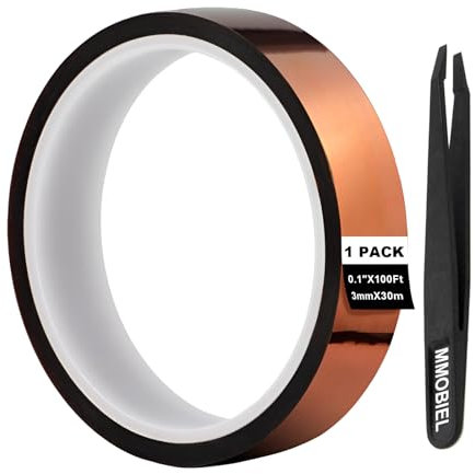 MMOBIEL Cinta Adhesiva (3mm x 30m) - Cinta de Polyimide Resistente al Calor para Sublimación Térmica Adhesiva de Alta Temperatura ESD para HVAC Electrónica Soldadura Impresión 3D etc.