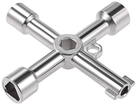 sourcing map Electrical Cabinet Key 4-Way Multi-Functional Triangle/Square Water Meter Box Safety Key