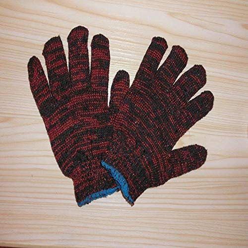 LUMoony MoonyLI Arbeitshandschuhe Cotton Heavy Duty - Waschbarer Handschuh mit elastischem Strickbund, Baumwoll-Polyester-Handschuhe - Rote Handschuhe, 12 Paar