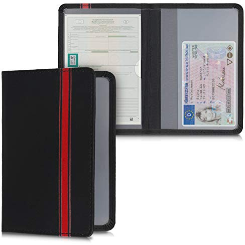 kwmobile Funda para permiso de circulación de coche en cuero sintético - Espacio para tarjetas - 9.2 x 13 CM doblado - rally