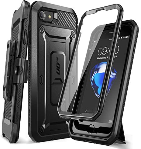 SUPCASE Outdoor Hülle für iPhone SE 2022 / 2020 iPhone 8 Handyhülle iPhone 7 Case Bumper Schutzhülle [Unicorn Beetle Pro] mit Displayschutz, Schwarz