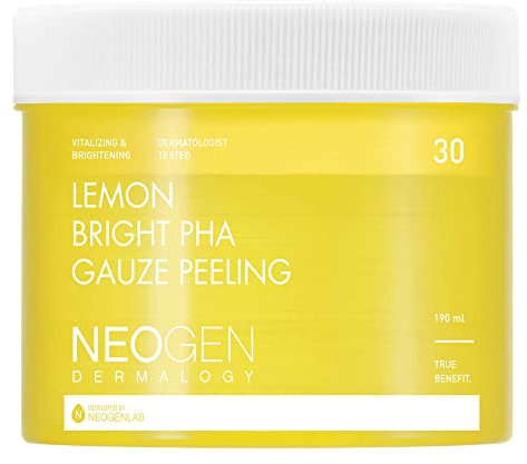 DERMALOGY by NEOGENLAB Lemon PHA Gauze Peeling Pads (30 pads) – Exfoliating Facial Pads with AHA, BHA, PHA, LHA, Lemon Extract, Glutathione & Niacinamide – Korean Skincare K-Beauty
