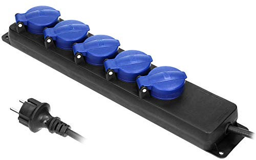 ORNO AE-13193(GS)/5M Mehrfachsteckdose Außen Werkstatt Steckdose IP44 5-Fach mit 5m Kabel (5m)