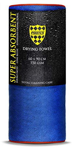 PROTEX Extra Large Super Absorbent 550gsm Microfiber Soft Thick Plush Cloth Towel 60 x 90 cm, for Car Drying, Detailing, Polishing, Cleaning and Washing - 1 Pack