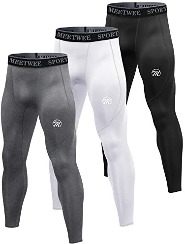 MEETWEE kompressionsbyxor för män, sportleggings långa löparbyxor andningsbara funktionella byxor tights byxor