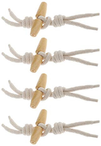Oshhni 4 Paare Hölzerne Horn Knebelknöpfe mit Schnur Nähzubehör, Beige