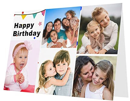 Personalisierte Foto Geburtstagskarte, Personalisierte Grußkarten mit Foto Text, Personalisiert Geburtstag Karten, Benutzerdefinierte Geburtstagskarte Karte für Familie, Mutter, Vater, Kinder