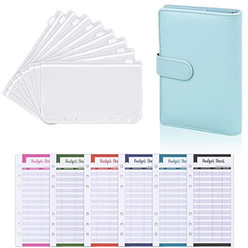 Budget Planner A6 Ringbuch Geld Organizer Leder Notizbuch Ordner mit Geldumschläge Budget Planer Umschlag Organizer,Binder mit Umschlägen 8 Binder-Taschen 12 Budgetblätter Finanzen Planer