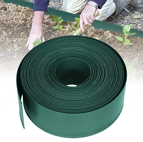 LARS360 Rasenkante Elastische Beeteinfassung Rund, Kunststoff Rasenkante 20m Beeteinfassung, Nsichtbar Lawn Edging aus Stabilem Plastik (120 mm x 2 mm, Grün)