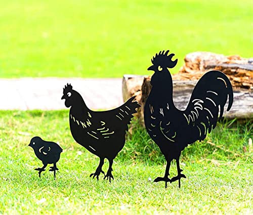 Lin's Wood Deco Jardín Exterior Metal, Pollo Yarda Art Jardín Estatuas Metálicas Decoración de Jardín Césped Camino Acera Jardín - Estilo Retro Europeo.