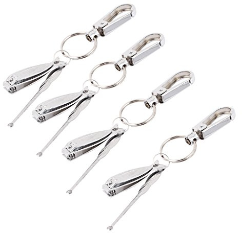 Ruilogod Fischschwanzfingernail Nagel Zehen Clipper Trimmer Ohrstöpsel Schlüssel Ring Set 4 stücke