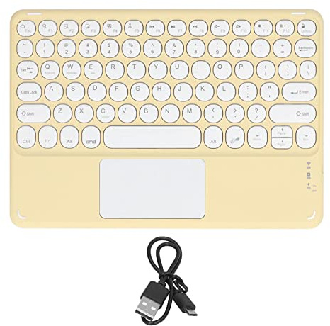 ASHATA Kabellose Bluetooth-Tastatur mit Trackpad für Handy-Laptop-Pad, Runde Tastenkappen, Ergonomische, Ultradünne Smart-Touch-Tastatur, Kompatibel mit IOS/für Android/für