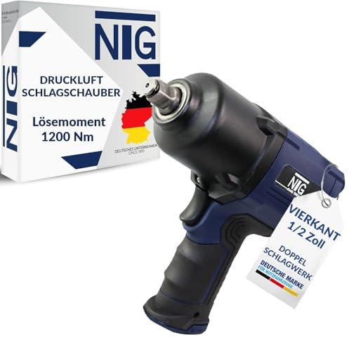 Druckluft-Schlagschrauber 1/2 max. 1200 Nm Pneumatisch Doppelschlagwerk Vierkant HZW.6030 Druckluftschrauber zum Anziehen und Lösen von Schrauben