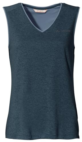 VAUDE Women's Essential Top, Funktionelles, ärmelloses T-Shirt, hoher, Dark sea Uni, 38