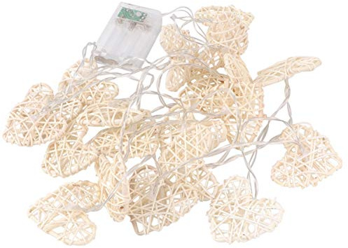 PRETYZOOM Rattan Heart String Lights 98.43In Battery Operated Warm Led Fairy Lights for Bedroom Wall Decoration Indoor Love Heart Shape Lamp Ideal Valentine S Day & Party Ambience