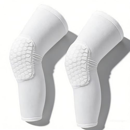 SUNGOOYUE Rodillera de Compresión, Rodillera de Compresión Unisex de 2 Piezas para Baloncesto y Fútbol (Blanco)