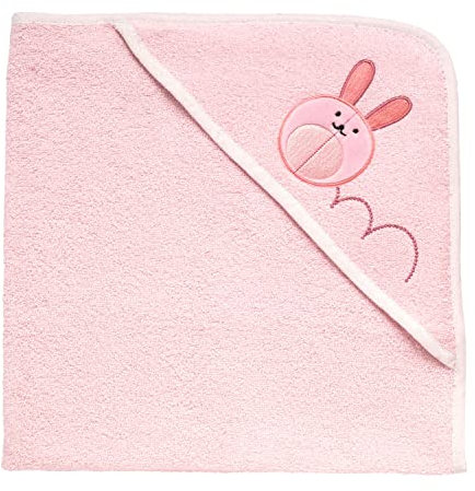 Chicco Asciugamano con Cappuccio, in Morbido Tessuto in Spugna, con Ricamo Tenero Coniglietto, Materiali pregiati, 100% Puro Cotone, 0 Mesi+, Rosa