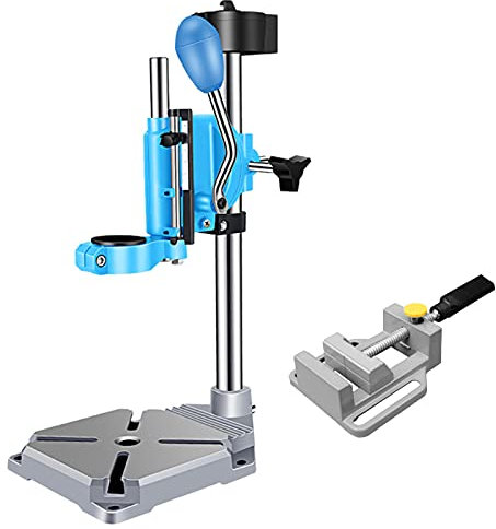 Adjustable Pillar Drill Stand, Drill Press, Bench Drill 90°Rotating for Assisting Drilling in Home or Store, Mini Drill Stand with Vices, Cast Iron Base Keep Drill Stable