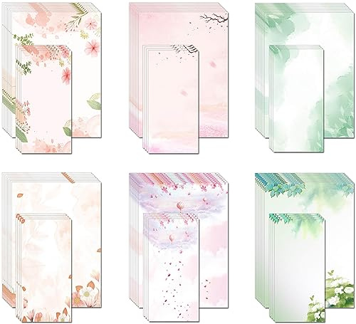 30 Stationery Writing Paper with 18 Self Adhesive Envelopes, Stationary Set for Writing Letters, Cute Stick Stationary Set, 6 Unique Designs, Double Sided Printing (48)