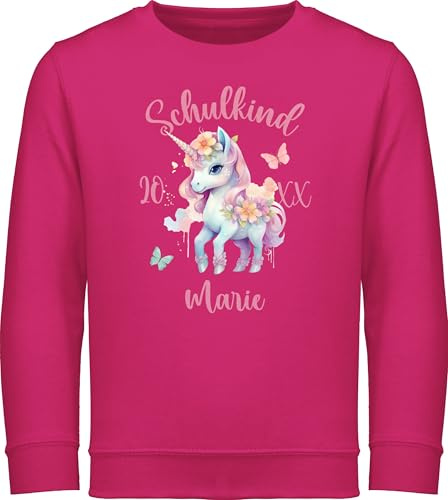 Geschenk mit Namen personalisiert by Shirtracer - Sweater Kinder Sweatshirt Jungen Mädchen Pullover - Einschulung - Schulkind 2026 Einhorn Unicorn